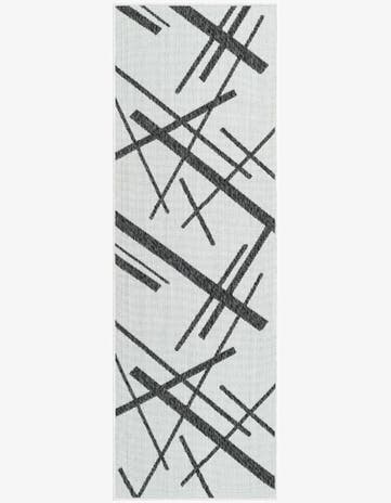 Black and White Easy-Clean Modern Indoor / Outdoor Runner Rug