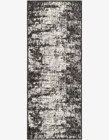 Black and White Easy-Clean Modern Indoor / Outdoor Runner Rug