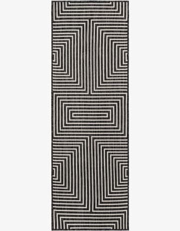 Black and White Easy-Clean Modern Indoor / Outdoor Runner Rug