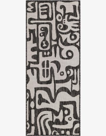 Black and White Easy-Clean Modern Indoor / Outdoor Runner Rug