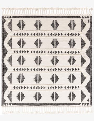 Black and White Hand Woven Arizona Wool Square Rug