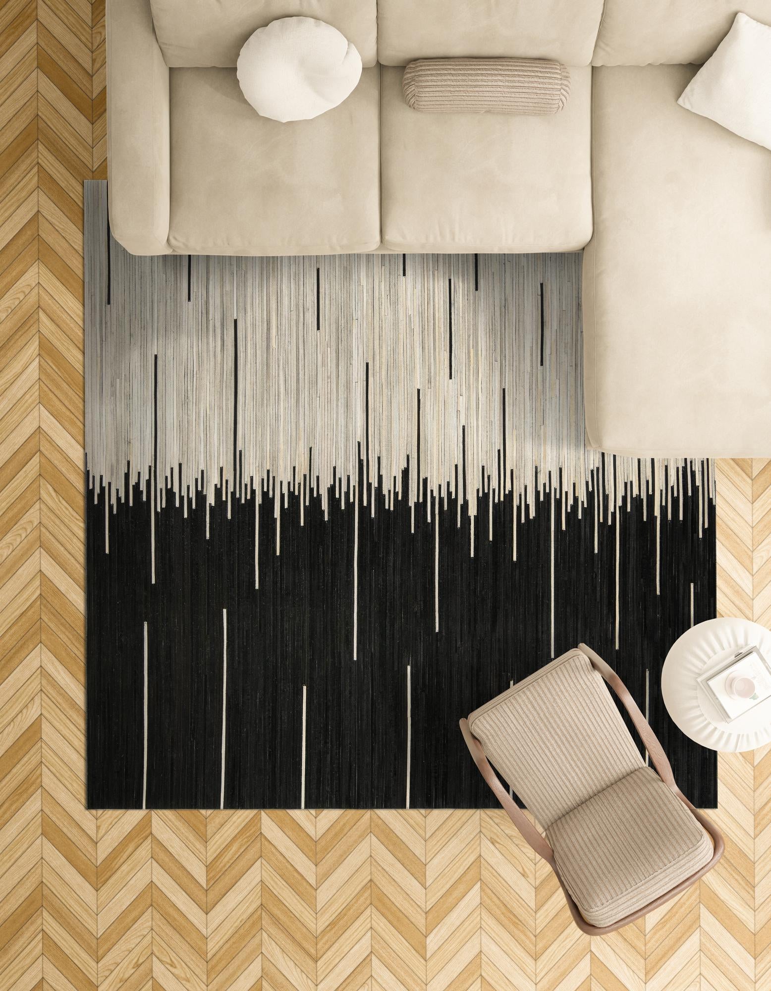 7' 10 x 7' 10 Cowhide Leather Square Rug