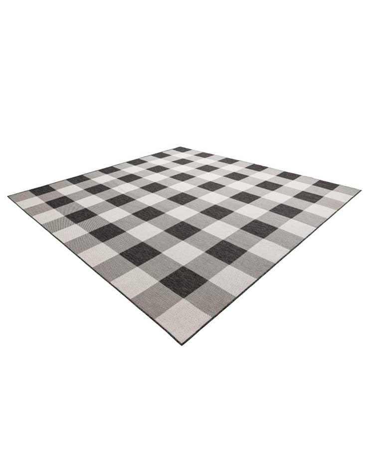 Detail image of 10' x 10'  Washable Checkered Indoor / Outdoor Square Rug