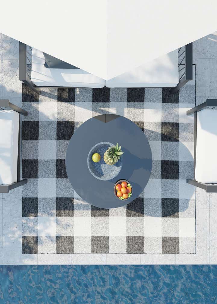 10' x 10' Easy-Clean Checkered Indoor / Outdoor Square Rug