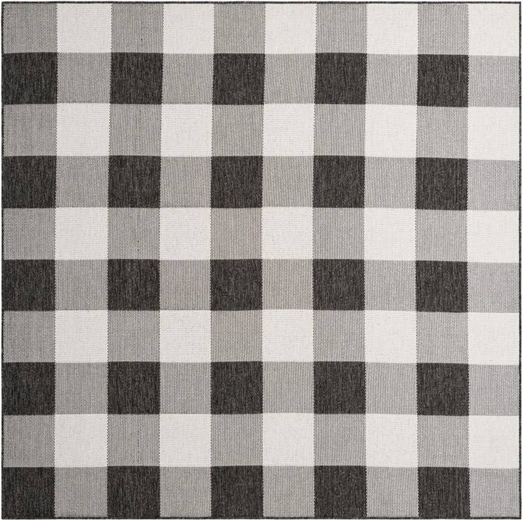 Detail image of 7' 10 x 7' 10 Easy-Clean Checkered Indoor / Outdoor Square Rug