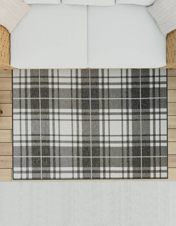 Detail image of 10' x 10' Easy-Clean Checkered Indoor / Outdoor Square Rug