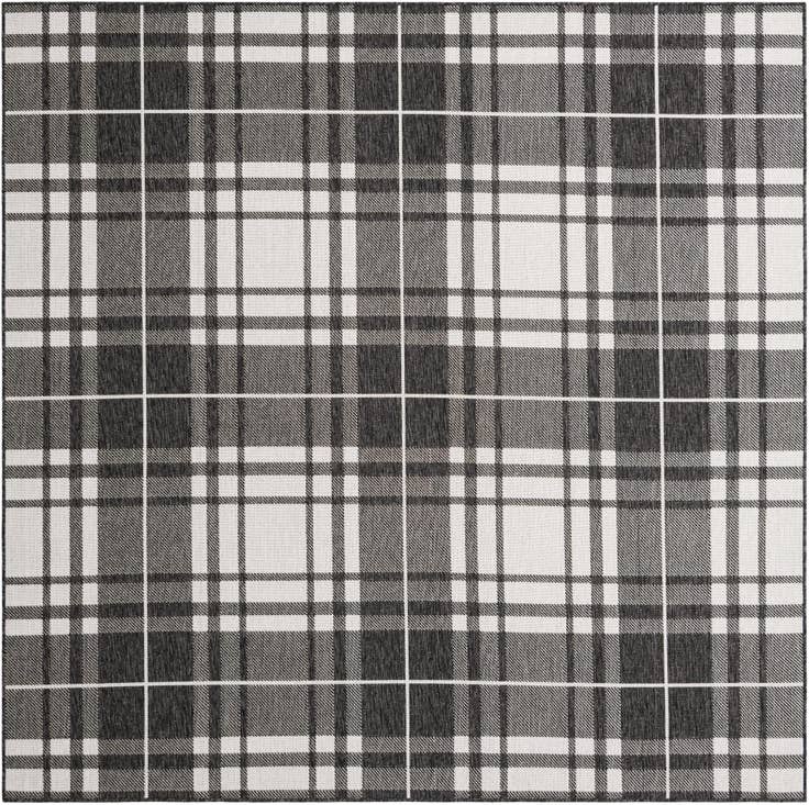 Detail image of 7' 10 x 7' 10 Easy-Clean Checkered Indoor / Outdoor Square Rug
