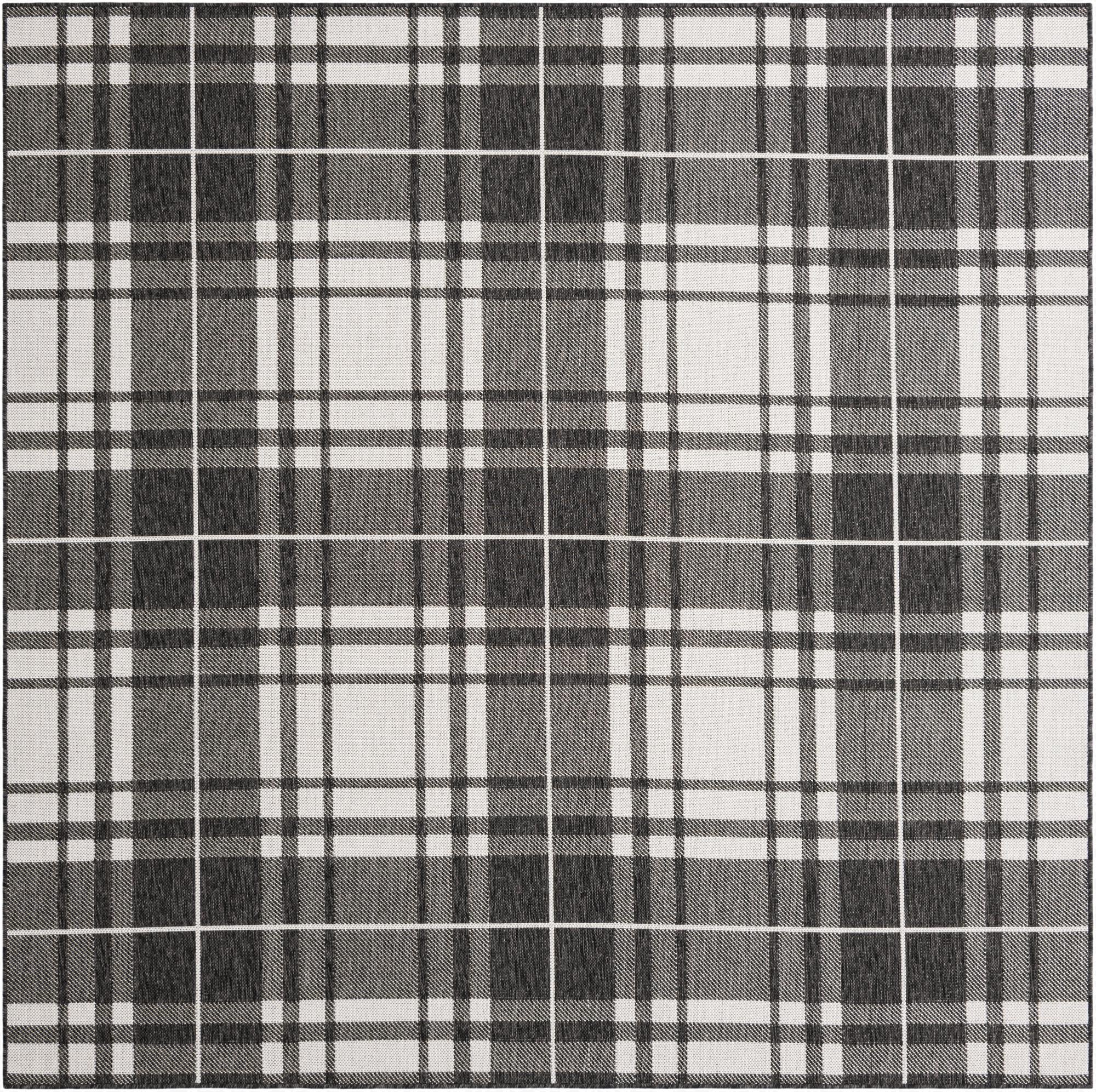 7' 10 x 7' 10  Washable Checkered Indoor / Outdoor Square Rug