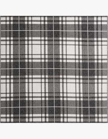 Black and White Easy-Clean Checkered Indoor / Outdoor Square Rug