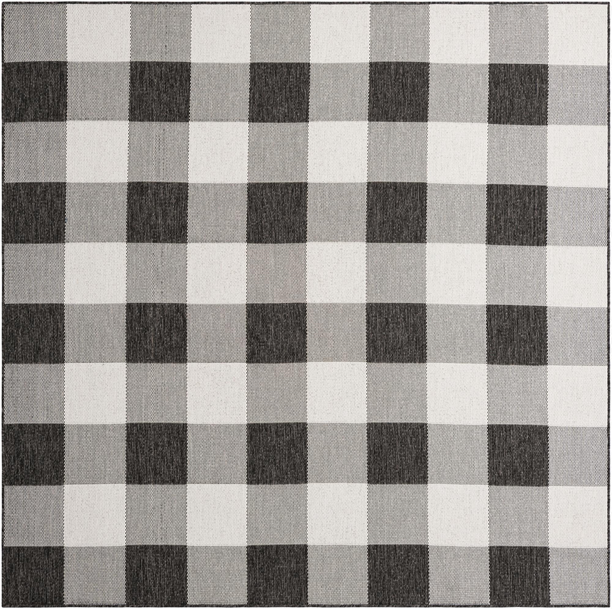 7' 10 x 7' 10  Washable Checkered Indoor / Outdoor Square Rug