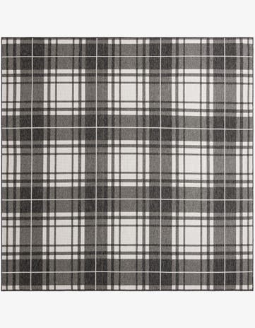 Black and White Easy-Clean Checkered Indoor / Outdoor Square Rug