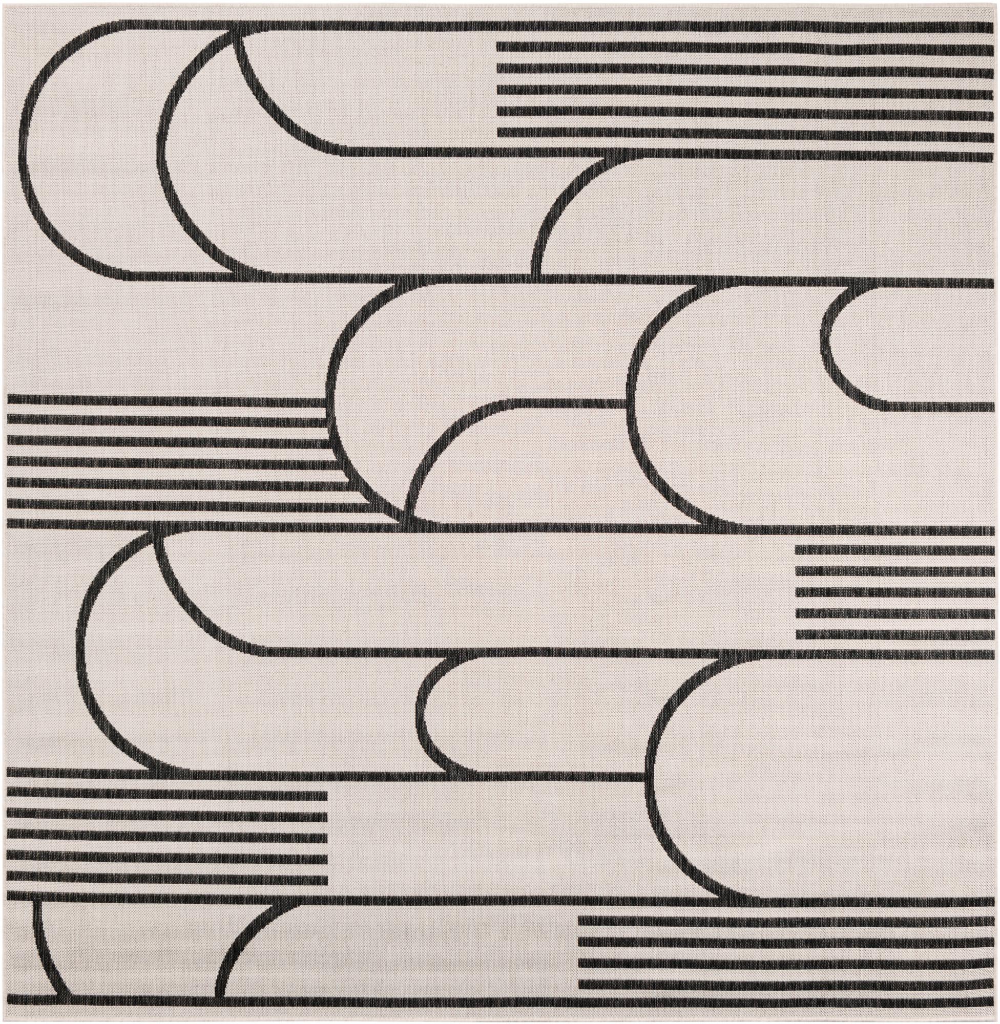 7' 10 x 7' 10 Easy-Clean Modern Indoor / Outdoor Square Rug
