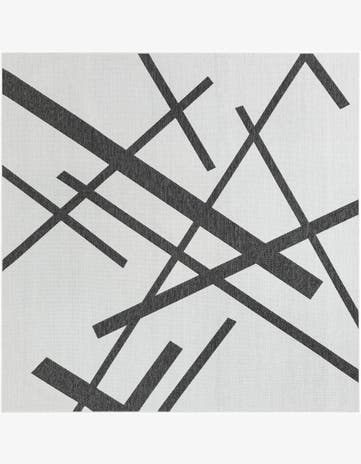 Black and White Easy-Clean Modern Indoor / Outdoor Square Rug