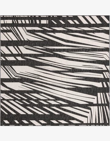 Black and White Easy-Clean Modern Indoor / Outdoor Square Rug
