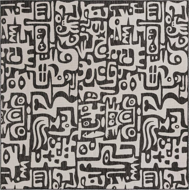 Detail image of 10' x 10' Easy-Clean Modern Indoor / Outdoor Square Rug