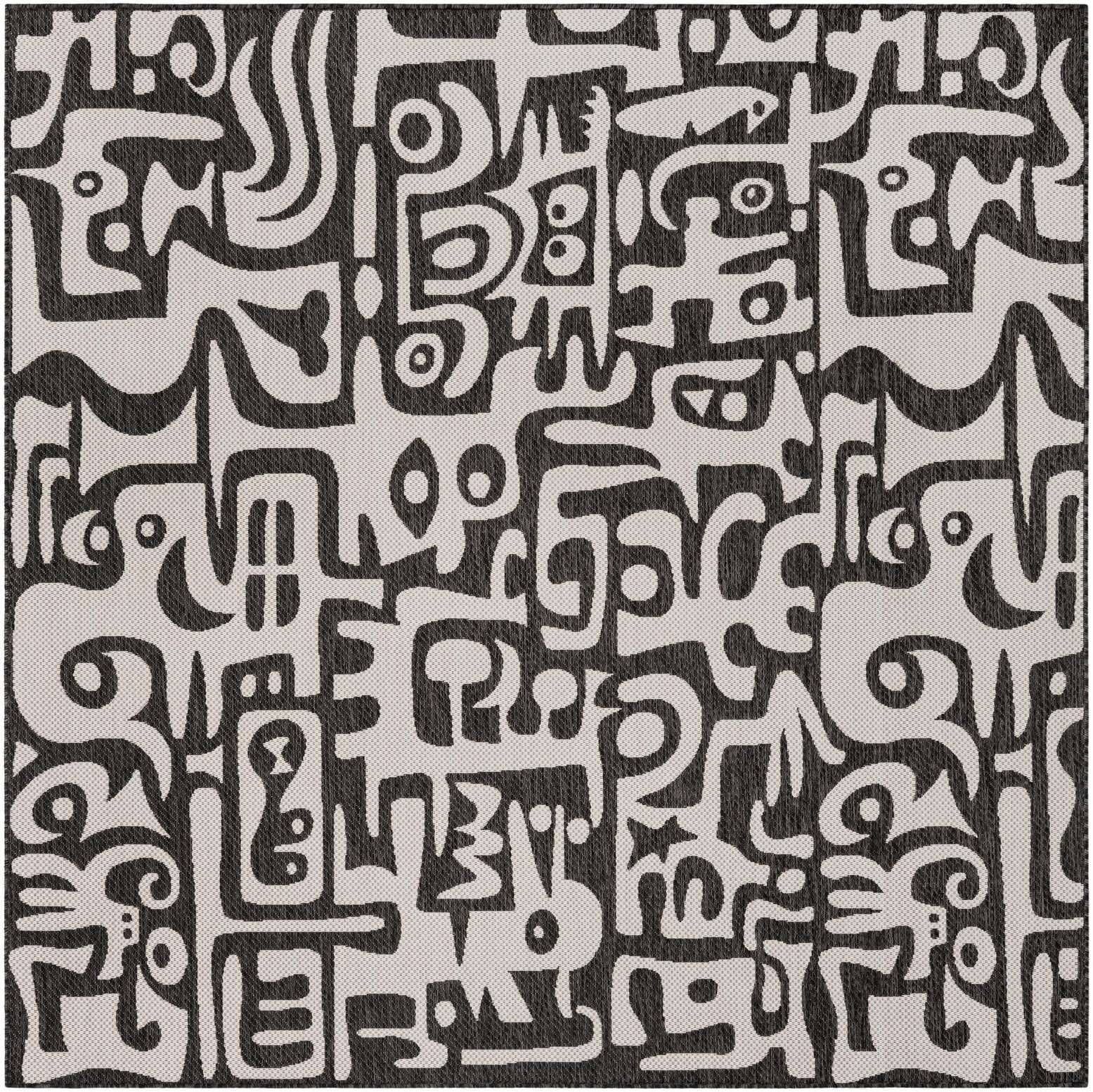 7' 10 x 7' 10 Easy-Clean Modern Indoor / Outdoor Square Rug