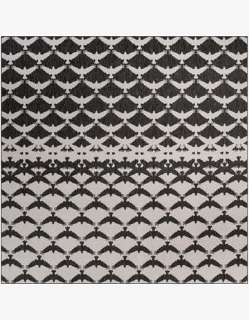 Black and White Easy-Clean Modern Indoor / Outdoor Square Rug