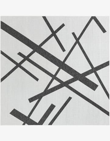 Black and White Easy-Clean Modern Indoor / Outdoor Square Rug