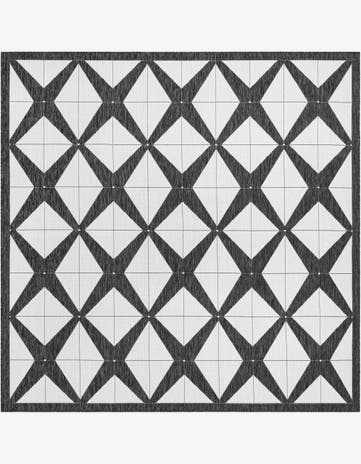 Black and White Easy-Clean Modern Indoor / Outdoor Square Rug