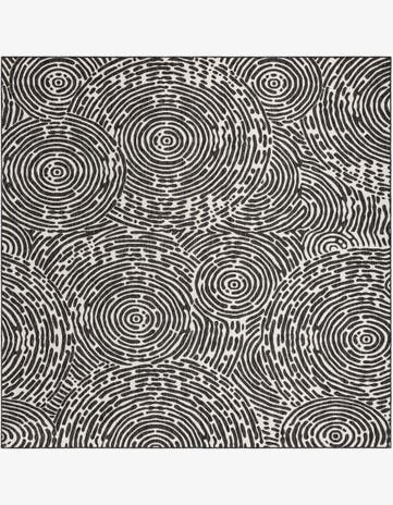 Black and White Easy-Clean Modern Indoor / Outdoor Square Rug