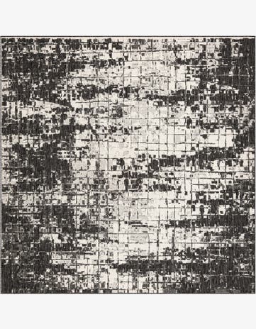 Black and White Easy-Clean Modern Indoor / Outdoor Square Rug