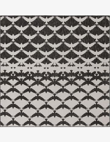 Black and White Easy-Clean Modern Indoor / Outdoor Square Rug