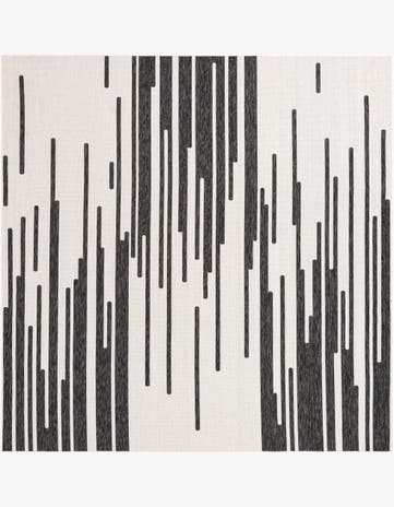 Black and White Easy-Clean Modern Indoor / Outdoor Square Rug