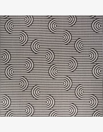 Black and White Easy-Clean Modern Indoor / Outdoor Square Rug