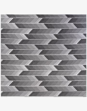 Black and White Easy-Clean Modern Indoor / Outdoor Square Rug