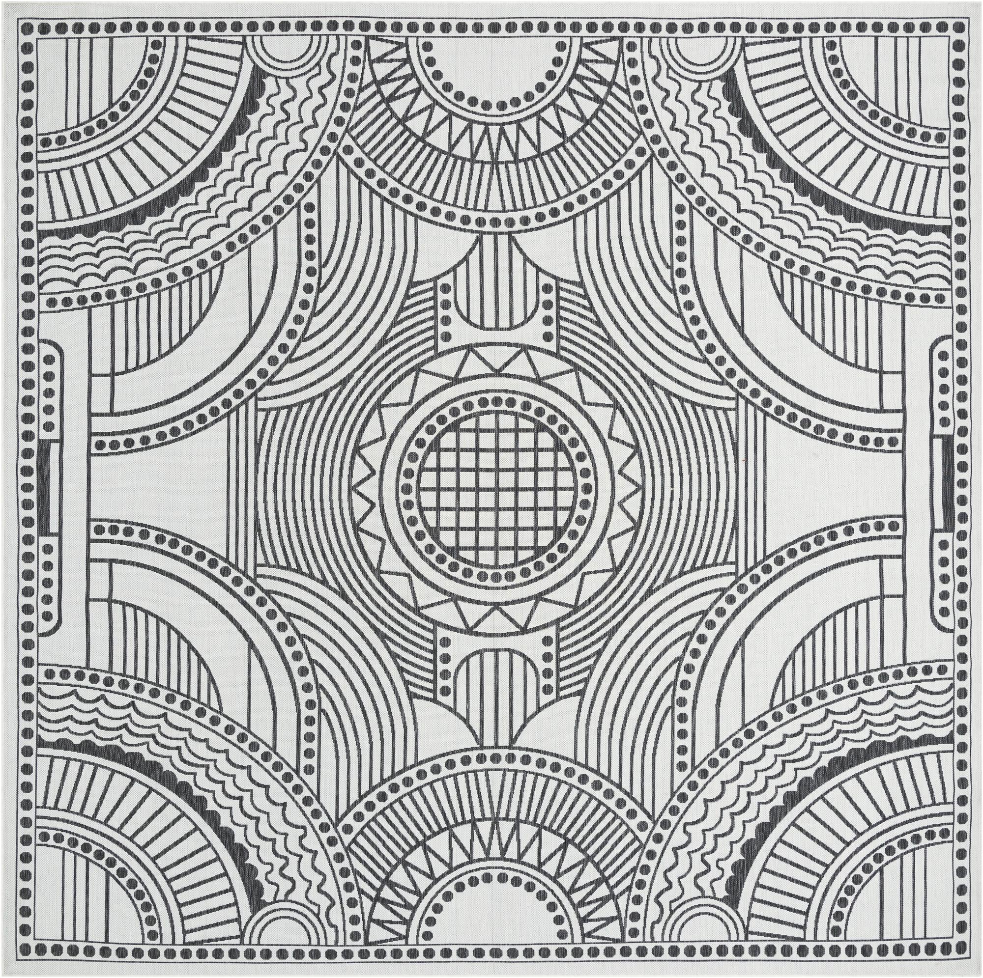 12' x 12' Easy-Clean Traditional Indoor / Outdoor Square Rug