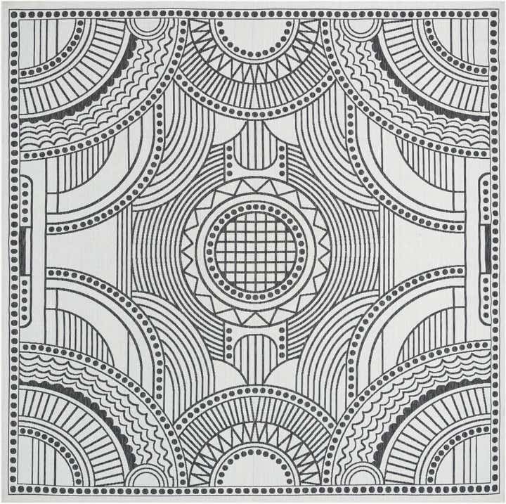 12' x 12' Easy-Clean Traditional Indoor / Outdoor Square Rug