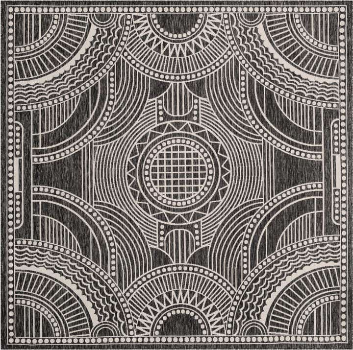 10' x 10' Easy-Clean Traditional Indoor / Outdoor Square Rug