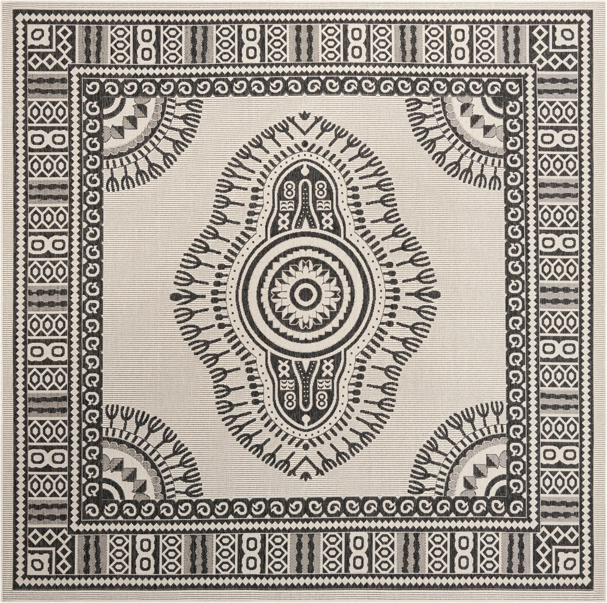 10' x 10' Easy-Clean Traditional Indoor / Outdoor Square Rug