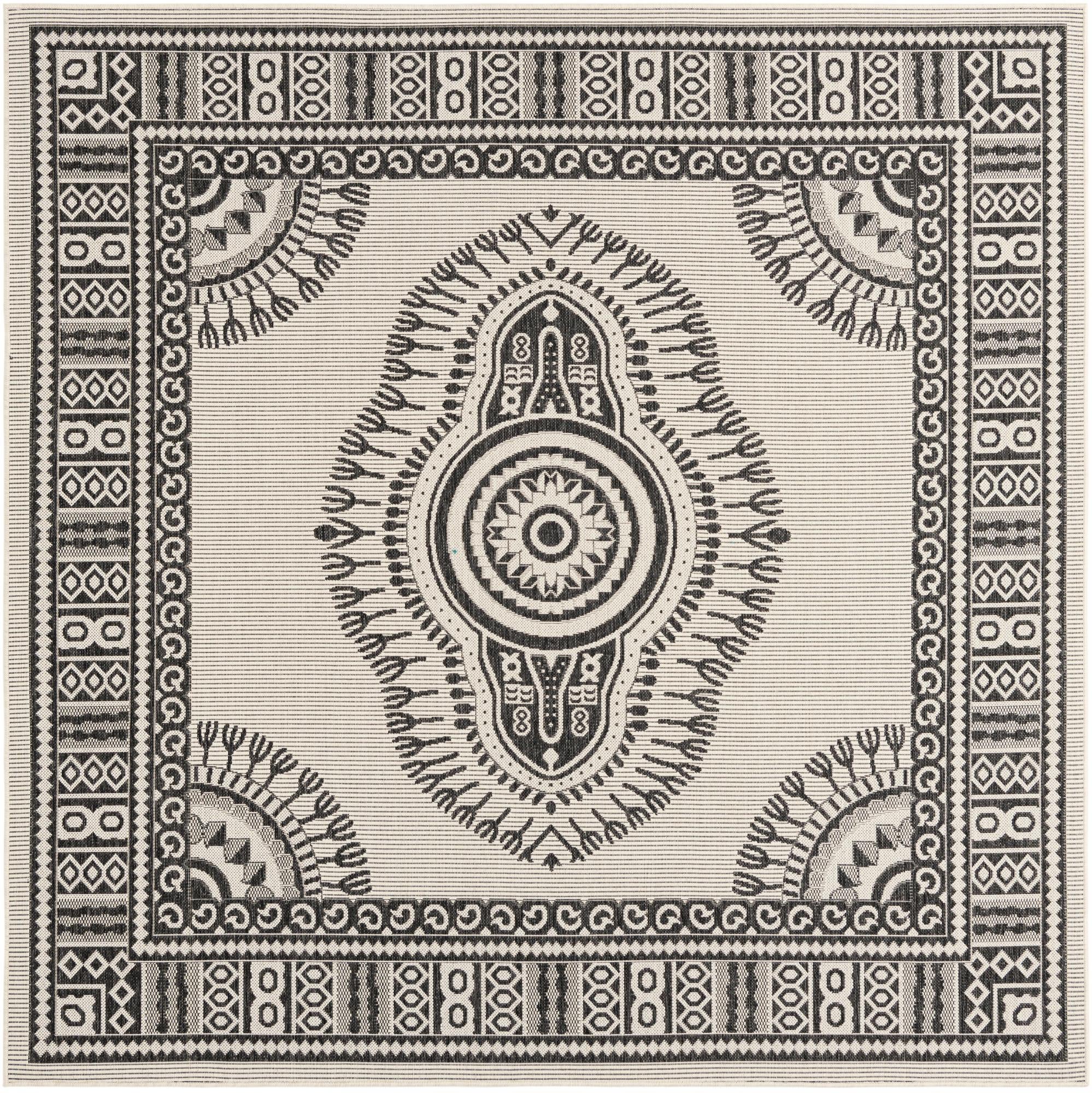 7' 10 x 7' 10 Easy-Clean Traditional Indoor / Outdoor Square Rug