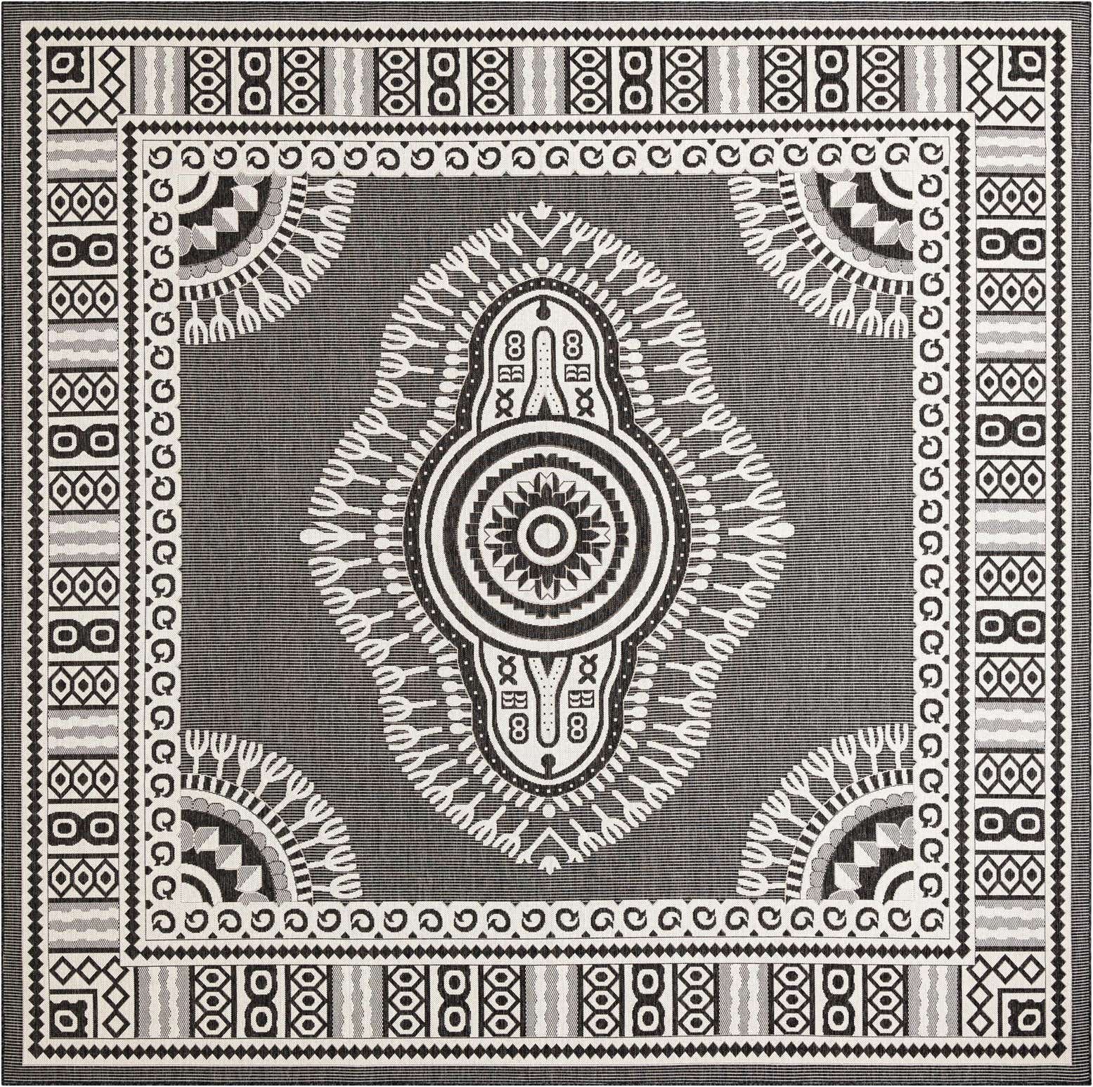 12' x 12' Easy-Clean Traditional Indoor / Outdoor Square Rug