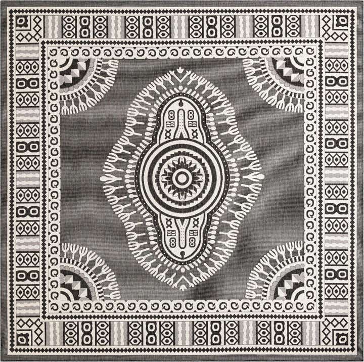 12' x 12' Easy-Clean Traditional Indoor / Outdoor Square Rug