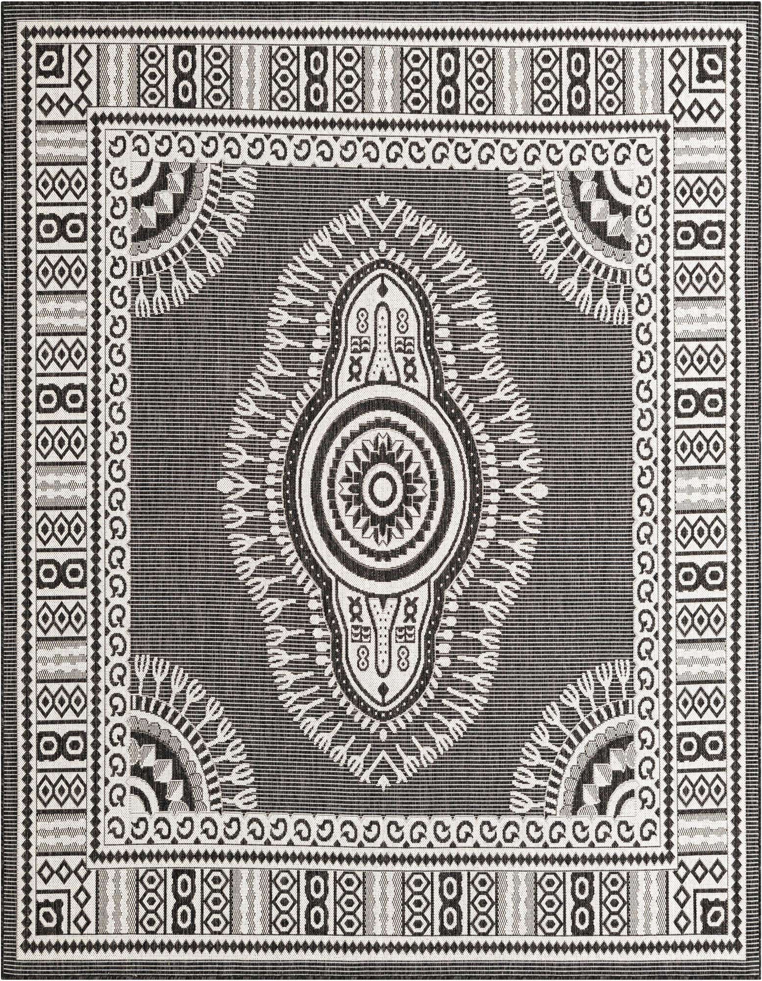 7' 10 x 7' 10 Easy-Clean Traditional Indoor / Outdoor Square Rug