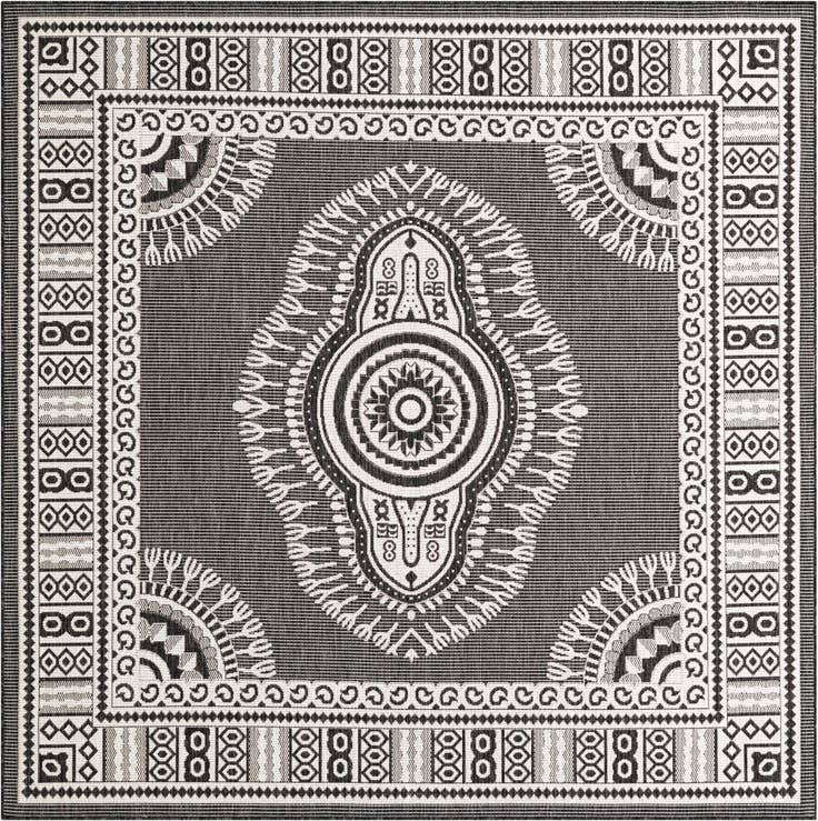 Detail image of 7' 10 x 7' 10 Easy-Clean Traditional Indoor / Outdoor Square Rug