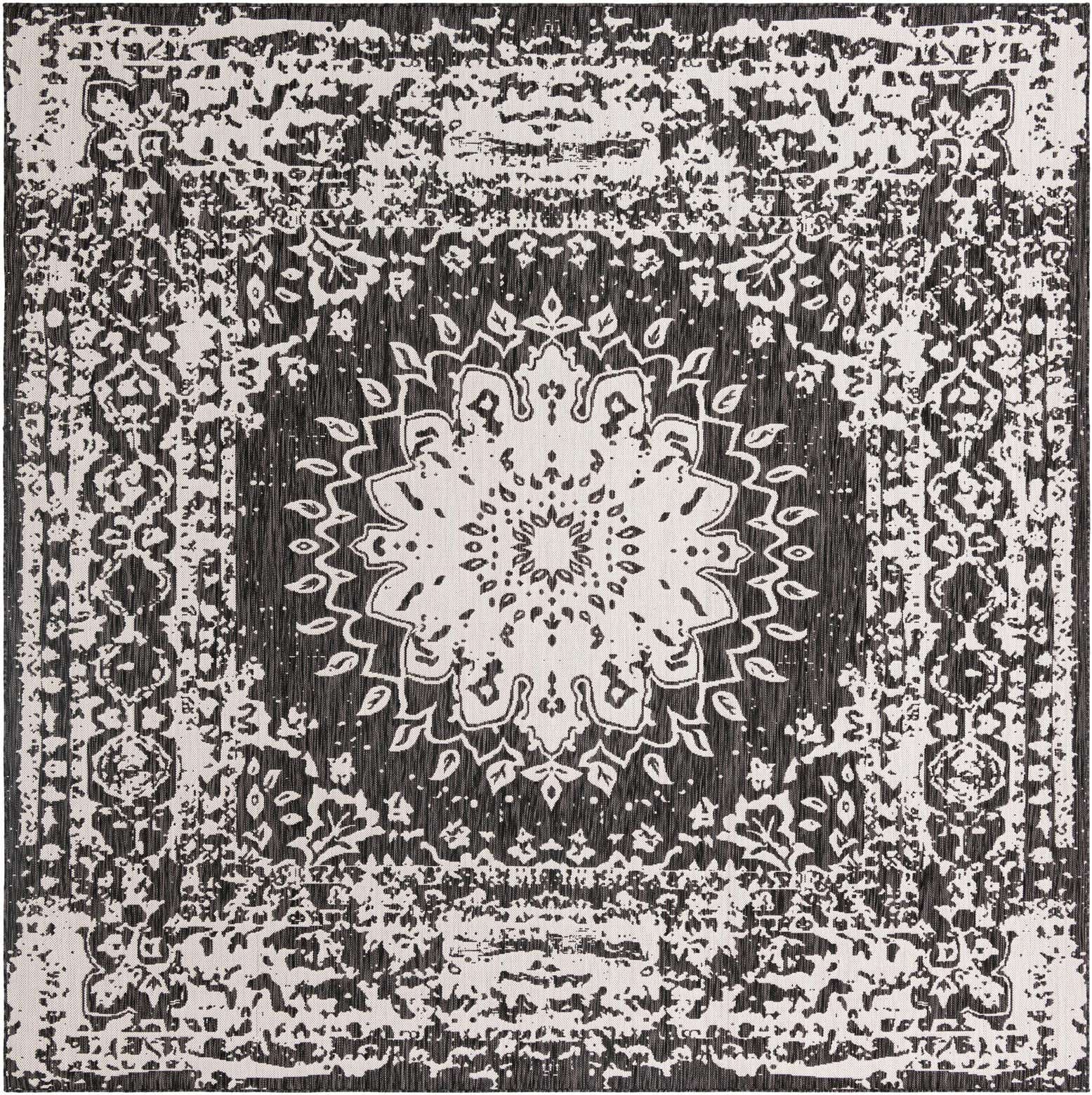 10' x 10' Easy-Clean Traditional Indoor / Outdoor Square Rug
