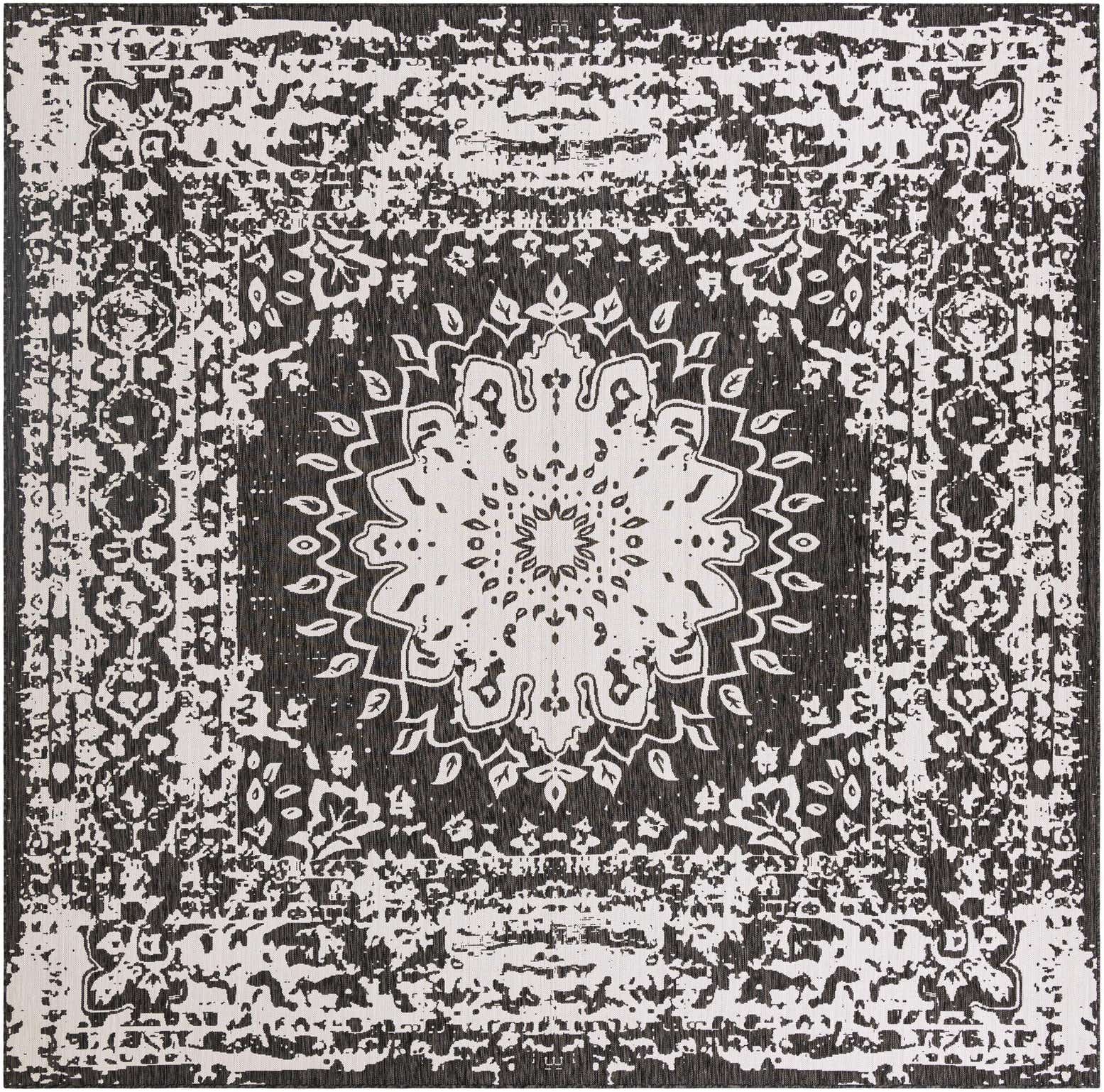 12' x 12' Easy-Clean Traditional Indoor / Outdoor Square Rug