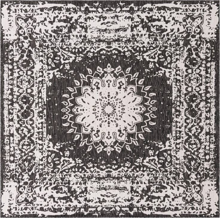 Detail image of 7' 10 x 7' 10 Easy-Clean Traditional Indoor / Outdoor Square Rug