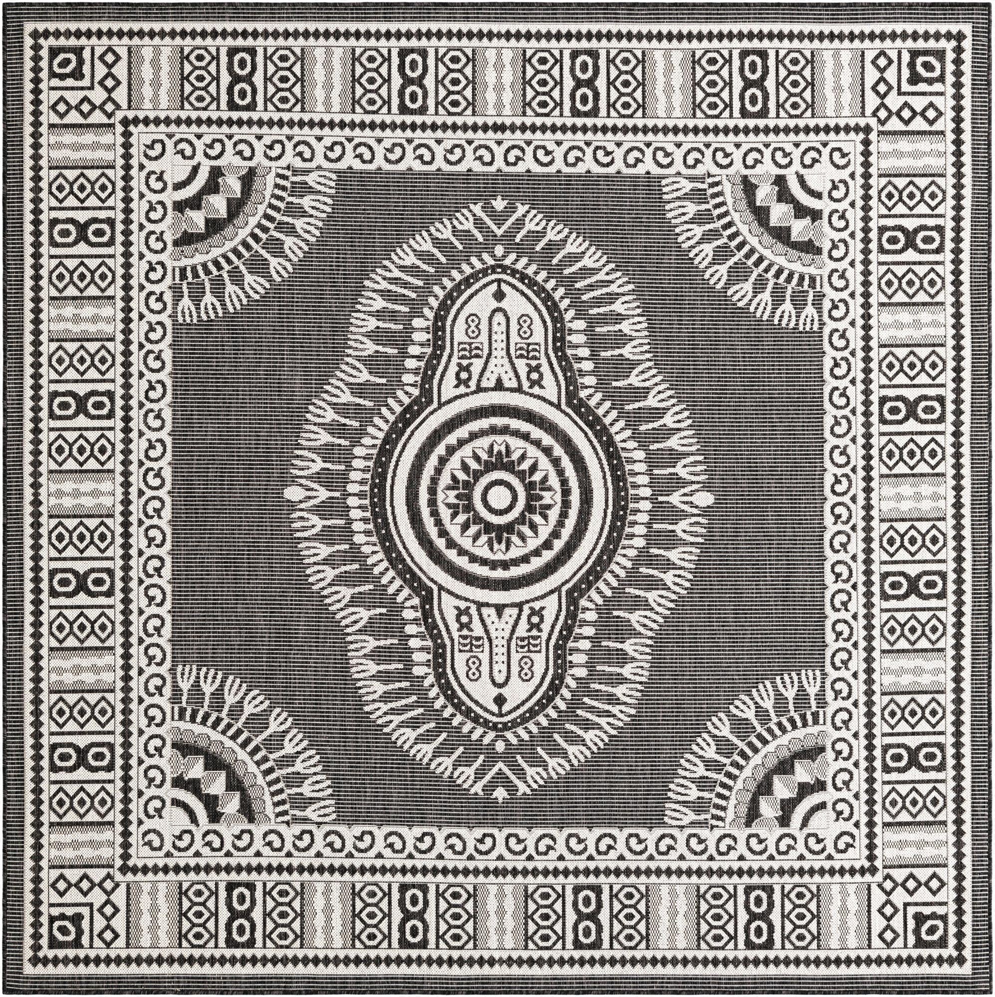 7' 10 x 7' 10  Washable Traditional Indoor / Outdoor Square Rug