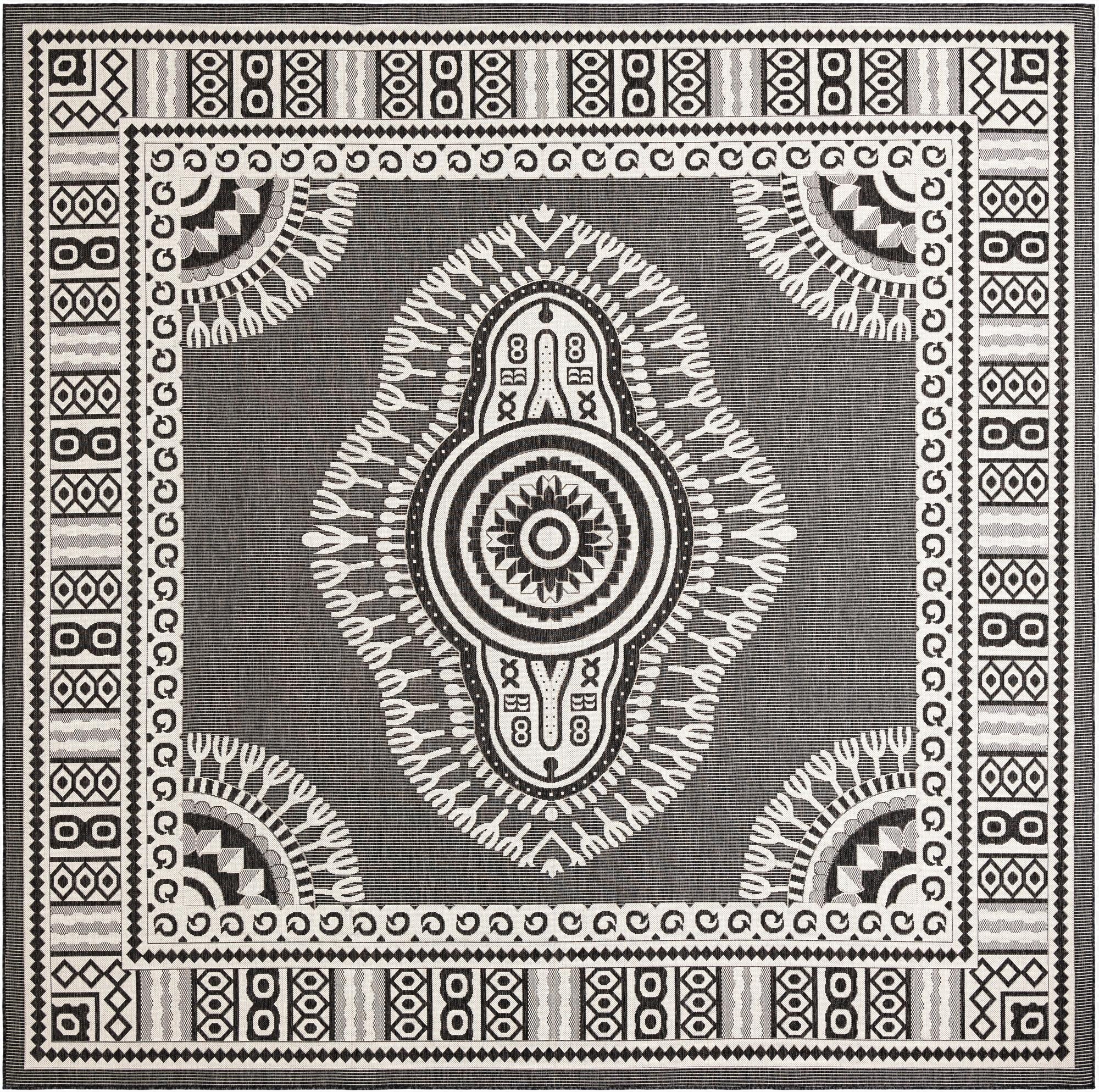 12' x 12'  Washable Traditional Indoor / Outdoor Square Rug