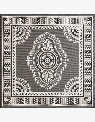 12' x 12' Easy-Clean Traditional Indoor / Outdoor Square Rug