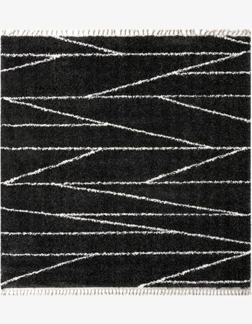 Black and White Serenity Shag Square Rug