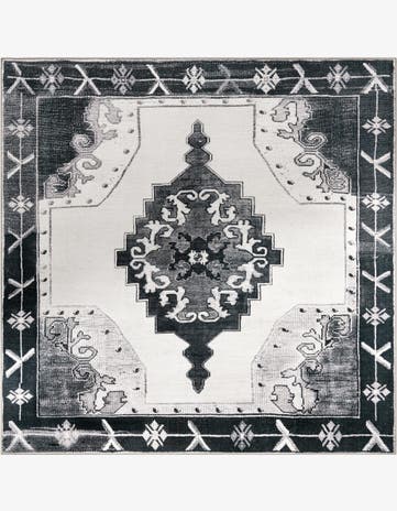 Black and White Timeless Square Rug