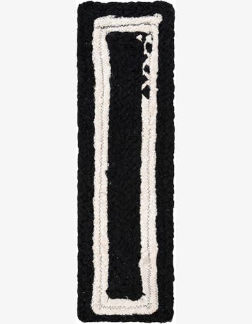 Black and White Handmade Braided Chindi Stair Rug