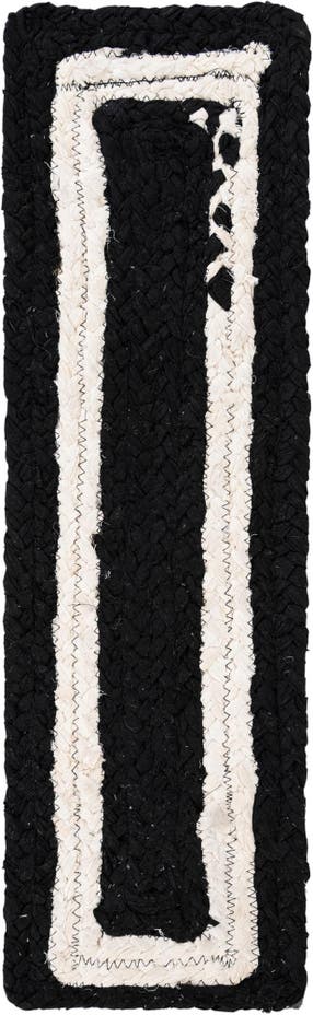 0' 9 x 2' 6 Handmade Braided Chindi Stair Rug