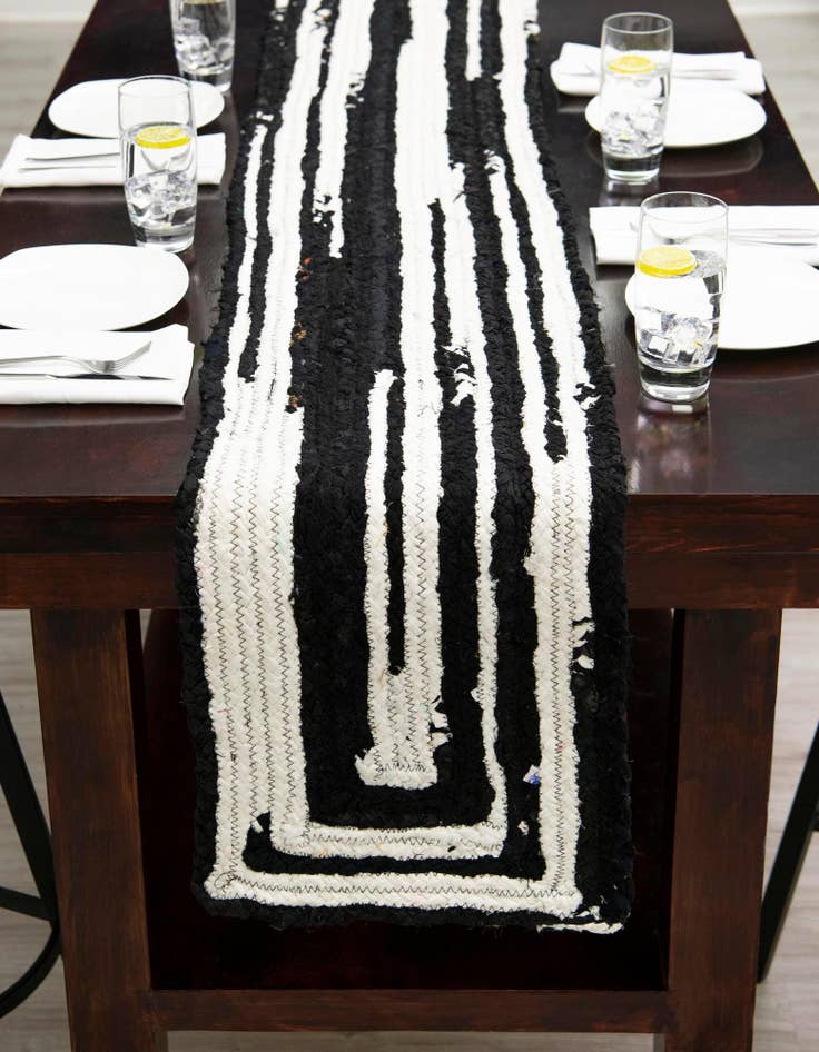 Detail image of 1' 2 x 8'  Hand Braided Chindi Table Runner Rug