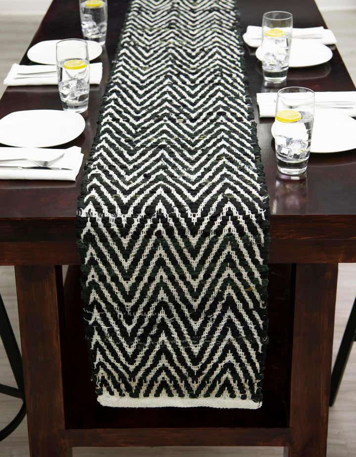 1' 2 x 10' Hand Woven Chindi Chevron Table Runner Rug